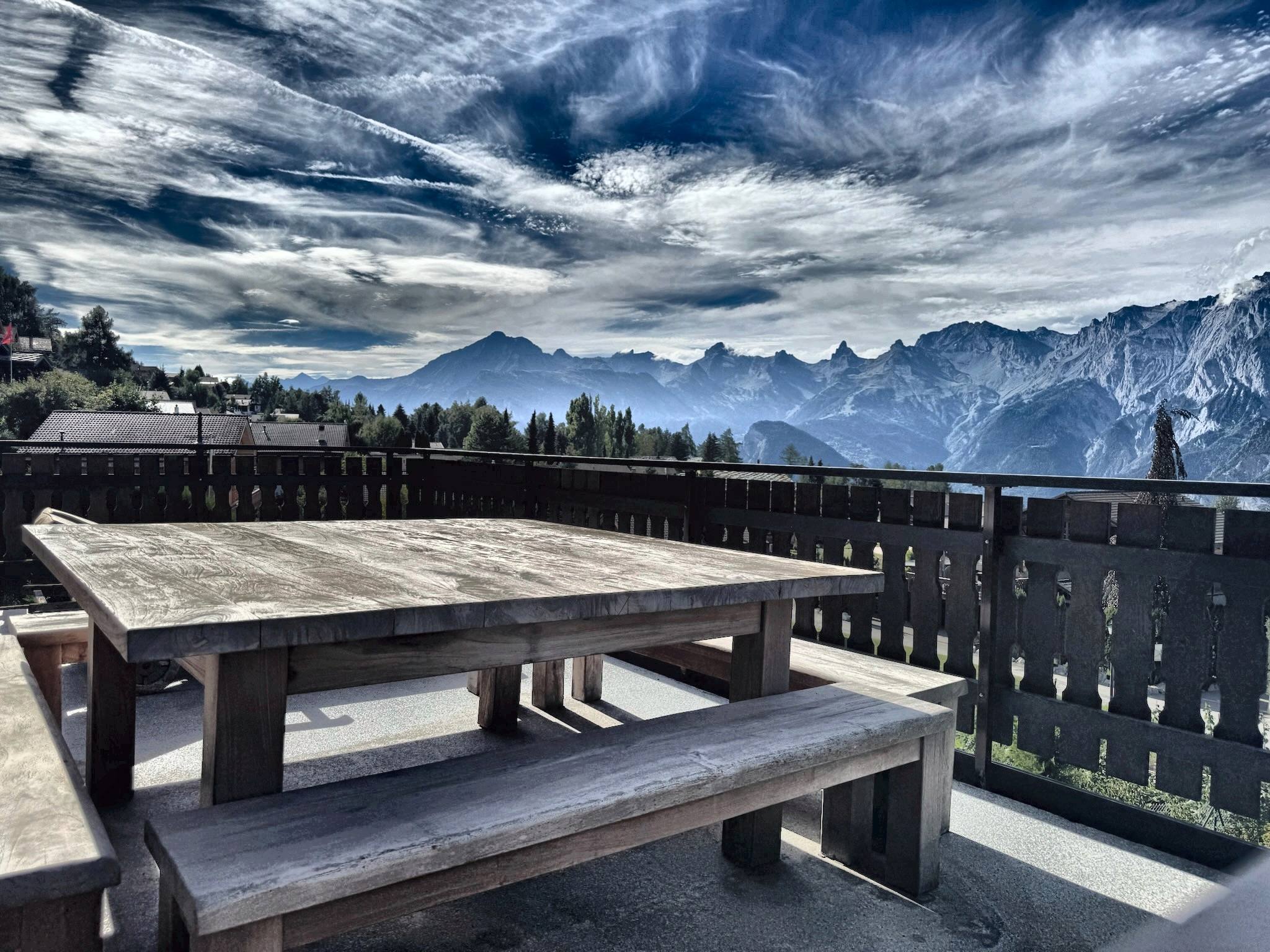 Terrace table looking down the valley