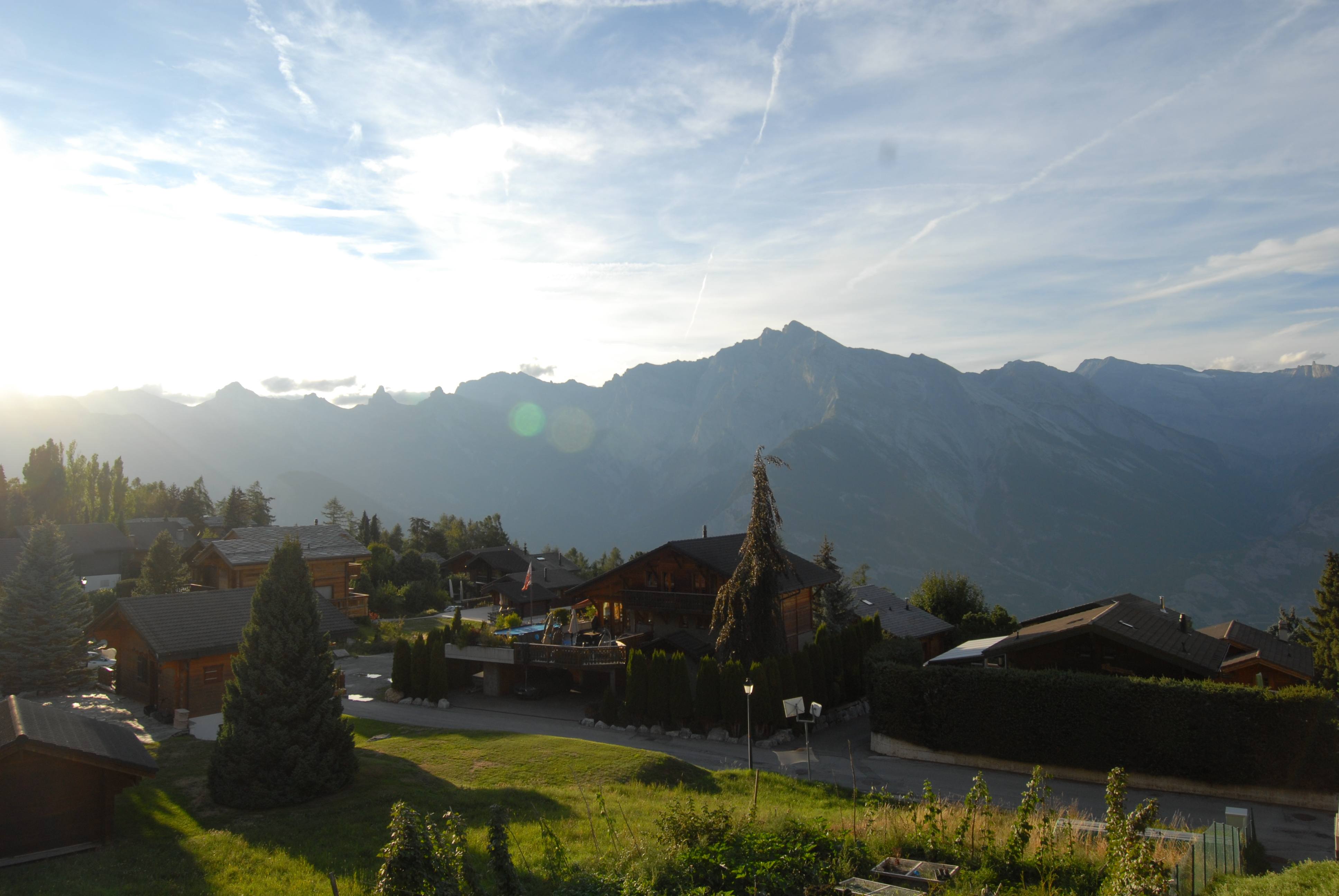 Evening light over the valley from the terrace